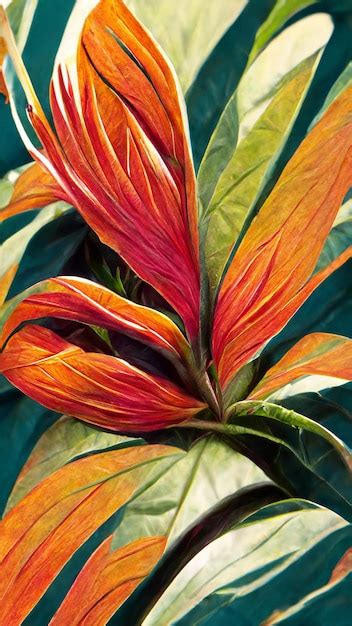 Premium Photo Colorful Flower On Dark Tropical Foliage Nature