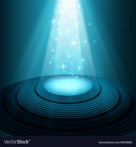 Theater Stage With Blue Spotlights And Stars Vector Image
