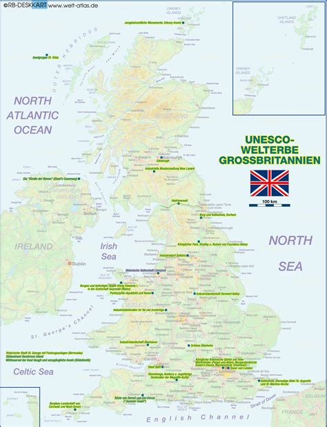 Liste und karte aller 82 skigebiete in großbritannien. Karte von UNESCO Welterbe Grossbritannien (Land / Staat ...