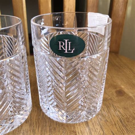 Set Of 4 Ralph Lauren Herringbone Crystal Double Old Fashioned Rock Tumblers For Sale Online Ebay