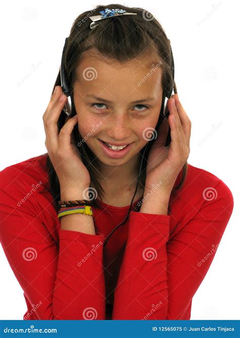 Cute Teen Girl Wearing Headphones Stock Image Image Of Cool Hearing