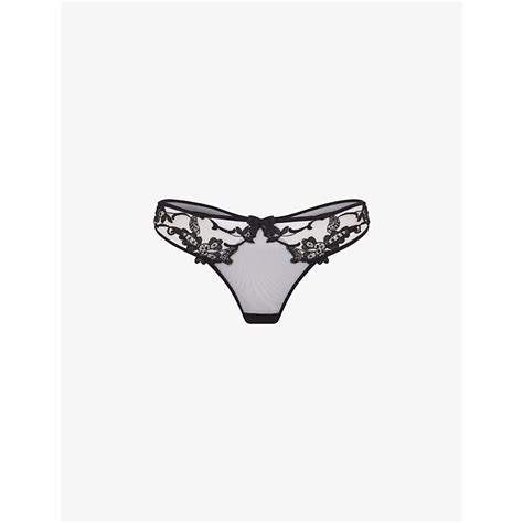 Agent Provocateur Mirabelle Floral Embroidered Mid Rise Mesh Thong