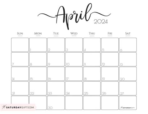 Printable April 2024 Calendar Pretty Calendar 2024 Printable