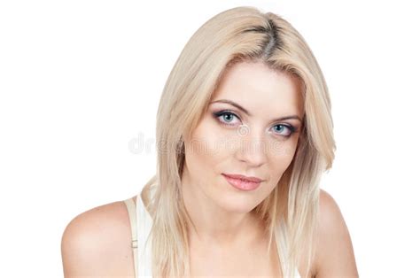 beauty blonde in cold colours stock image image of cute facial 18689589