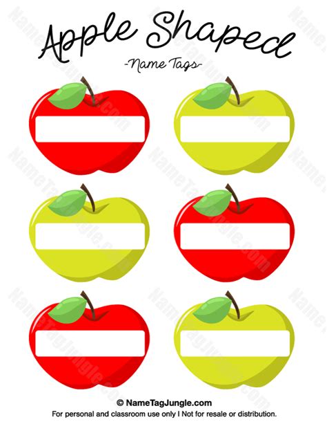 Free Printable Apple Shaped Name Tags The Template Can Also Be Used