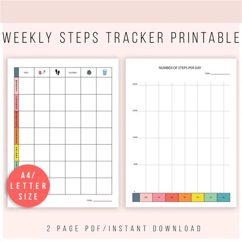 Free Printable Step Tracker Printable Printable Templates Wonderland