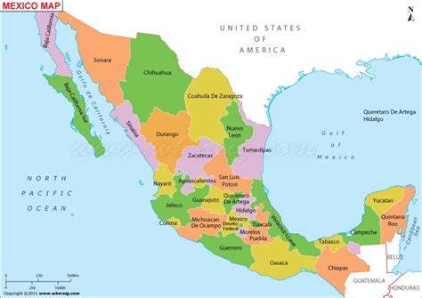 México Mapa Político Político Do México Mapa De América Central