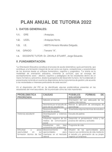 Calaméo Plan Anual De Tutoria 2022