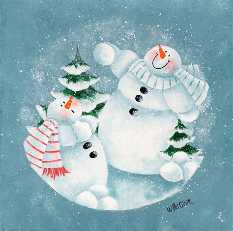 Snowmen With Snowballs Painting By Pat Olson Fine Art And Whimsy Fine