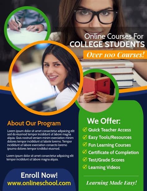 School Flyer Education Poster Learning Courses Online Programs
