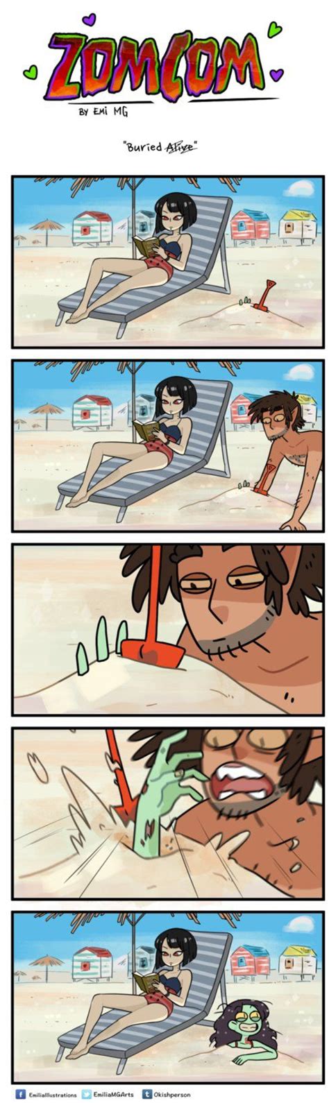 The Comic Strip Shows An Image Of A Man Laying On A Beach Chair And