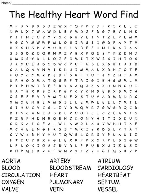 Heart And Hypertension Crosswords Word Searches Bingo Cards Wordmint