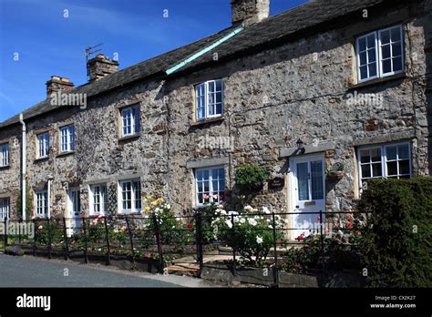 Rose Cottages Wensley Village North Yorkshire England Uk Stock