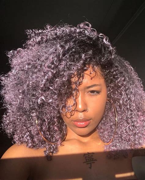 Follow Ariellanita For More Purple Pastel Lavender Curly Hair Big Hoop
