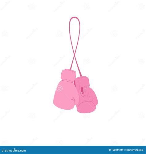 Pink Boxing Gloves And Ribbon With Text Breast Cancer Vector Illustration