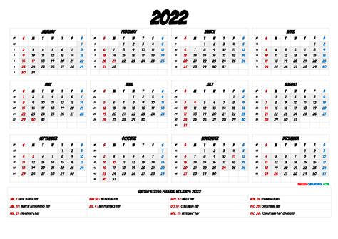 Free Printable Calendar 2022 6 Templates