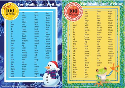 Ilma Education Printable Chart Of The First 100 Words For Reading And