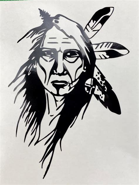 Native American Warrior Black Vinyl Decal New | Etsy | Native american drawing, Native american ...