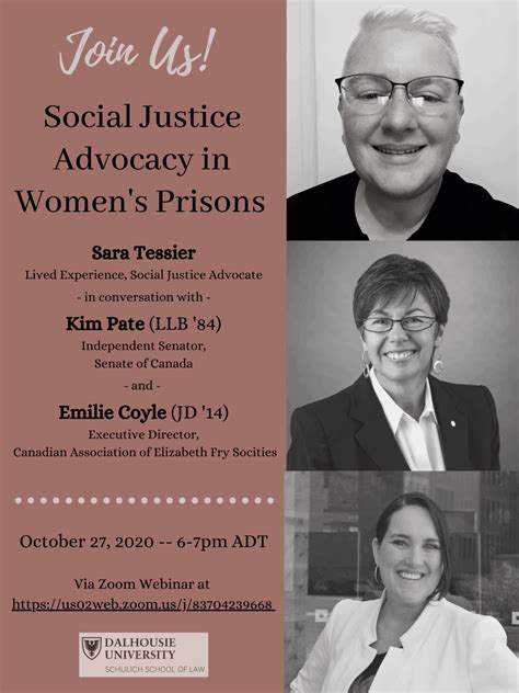 Psa Criminal Justice Speakers Series Social Justice Advocacy In Womens Prisons Nova Scotia