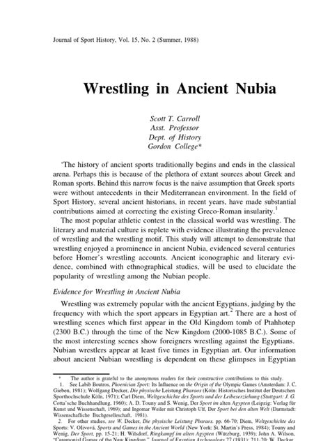 Wrestling In Ancient Nubia Scott T Carroll Asst Professor Dept Of