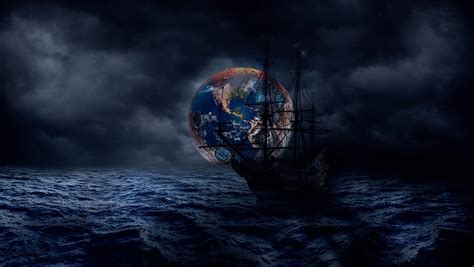 Wallpaper Pirate Ship Boat Sailing Ship Blue Water Sea Planet
