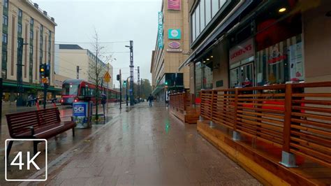 4k Walking In The Rain At Tampere City Centre Youtube