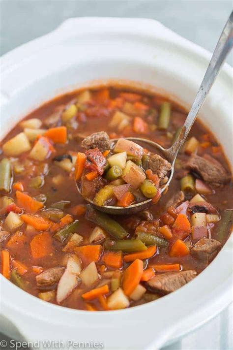 Slow Cooker Vegetable Beef Soup Or Stovetop Spend With Pennies