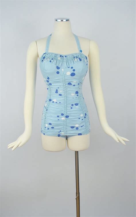 Vintage 50s Polka Dot Swimsuit 1950s Playsuit Bathing Suit In 2020