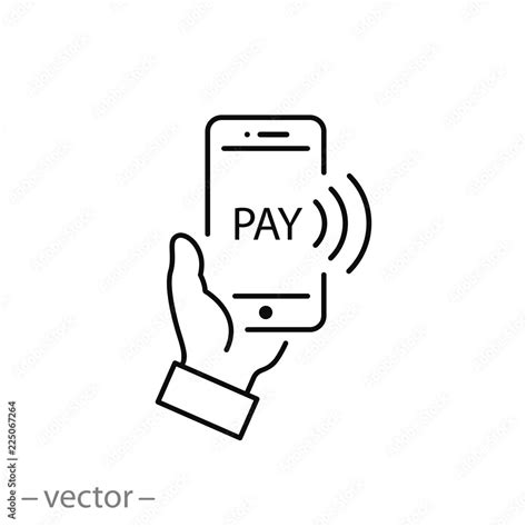 Payment With Smartphone Icon Online Mobile Payment Linear Sign