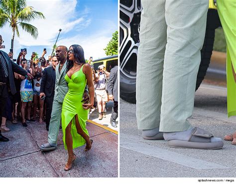 Kanye West Wears Yeezy Slides That Are Way Too Small At 2 Chainz