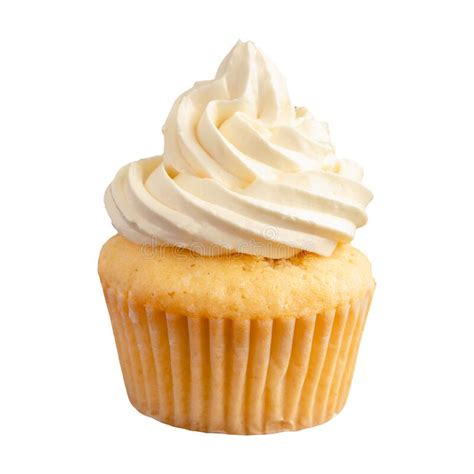 Vanilla Cupcake With Vanilla Frosting On A Transparent Background Stock