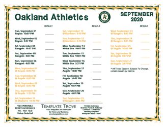 Mlb standings, news, tv listings, playoff picture, & more! Printable 2020 Oakland Athletics Schedule