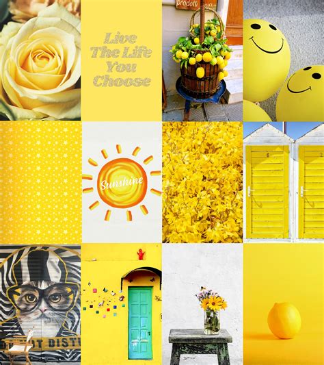 Yellow Collage Kit Yellow Aesthetic Wall Collage Kit Photo Etsy