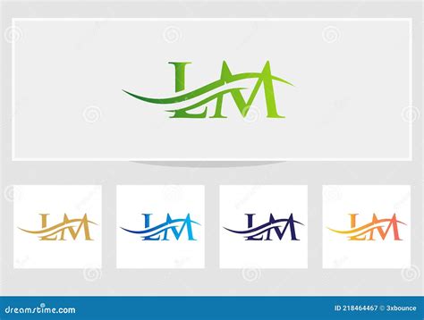 Lm Logo Design Vector Swoosh Letter Lm Logo Design Stock Vector