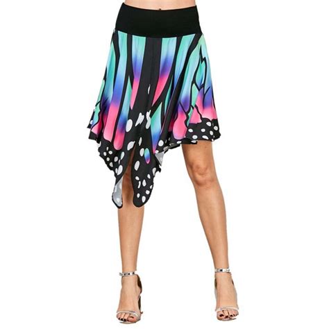 Klv Summer 2017 Women Butterfly Shape Beach Skirt Asymmetrical Saia