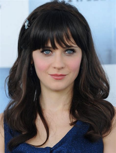 Zooey Deschanel Long Hairstyle Curls With Wispy Bangs