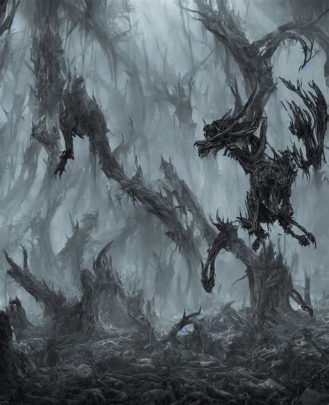 Concept Art Of A Demon Hound On A Forest Made Of Stable Diffusion