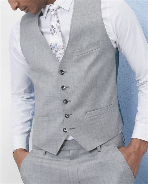 Debonair Wool Waistcoat Light Grey Suits Ted Baker Row With