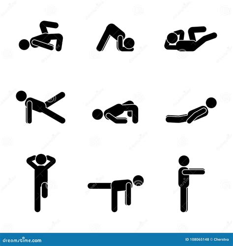 Exercises Body Workout Stretching Man Stick Figure Healthy Life Style