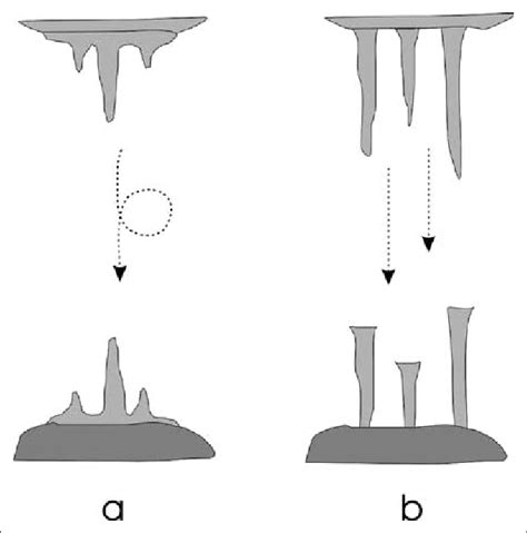 Stalactites In The Growth Positions Of Stalagmites After The Breakdown