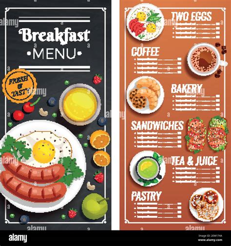 Breakfast Menu Design For Cafe And Restaurant With Offer Of Dishes Made