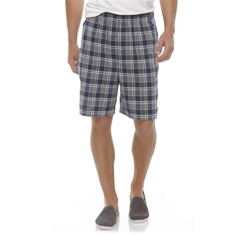 Basic Editions Mens Big And Tall Elastic Waist Shorts Plaid