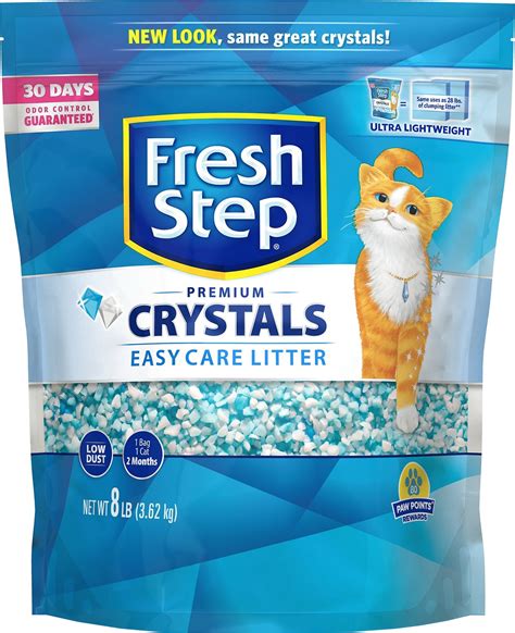 Crystal and clay litters, on the other hand, are not safe to ingest just a trivia here: Fresh Step Crystals Cat Litter, 8-lb bag - Chewy.com