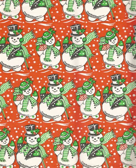 Vintage Christmas Snowman Wrapping Paper Digital Download Etsy Craft