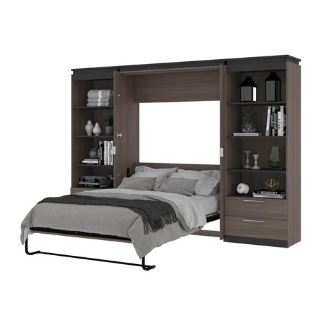 Modubox Orion 118w Full Murphy Wall Bed With 2 Shelving Units And