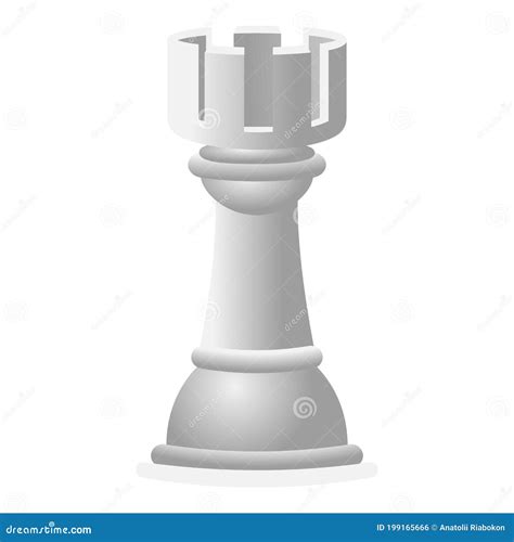 White Chess Rook Icon Cartoon Style Stock Vector Illustration Of