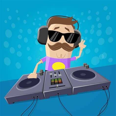 Funny Cartoon Dj With Turntable Stock Vector Illustration Of Club