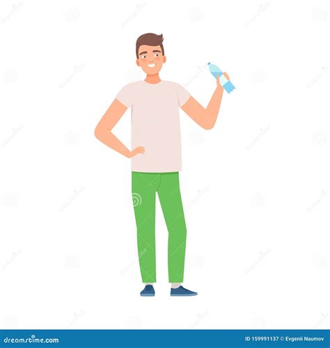 Man Holds A Bottle Of Water Vector Illustration Stock Vector Illustration Of Favor Healthy