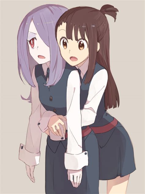 Sou Tuhut Kagari Atsuko Sucy Manbavaran Little Witch Academia 2girls Hug Hug From Behind