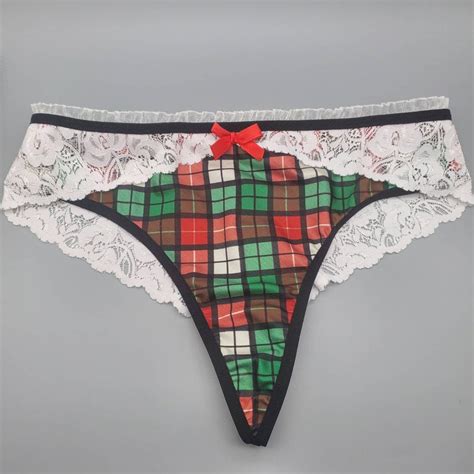 christmas plaid panties lace panties christmas underwear etsy